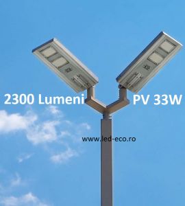 Proiector cu led 500W A++: Lampa stradala led cu panou solar 33W