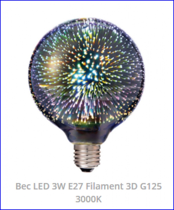 Bec cu led 3D G125 3W imagine 1