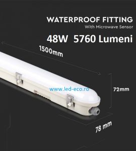 Iluminat industrial cu led: Lampa impermeabila led Samsung 48W cu senzor
