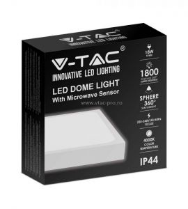 Aplice cu led: Plafoniera patrata led 18W cu senzor